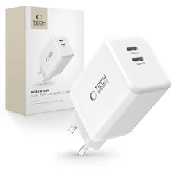 Tech- Protect NC45W telefon töltő - 2x Type-C (USB-C) portos, fehér hálózati töltőfej, 45W ﻿-4