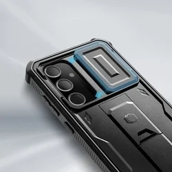 Samsung Galaxy S24 FE Telefontok - Tech- Protect Kevlar Pro- átlátszó előlap + plexi fekete hátlapi 360°-os tok , kitámasztható-2