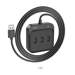 HOCO HB35 HUB adapter - 4in1 porttal, 3 x USB / RJ45, fekete adapter 1,2m USB kábellel-2