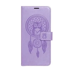 Xiaomi Redmi 14C telefontok - MEZZO bagoly mintás lila mágneses szilikon keretes könyvtok-1