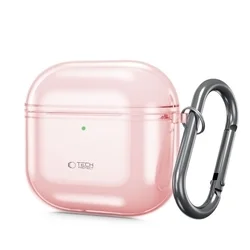 Tech- Protect Flexair Airpods 4 tartó - pink szilikon tok, fém karabinerrel-1