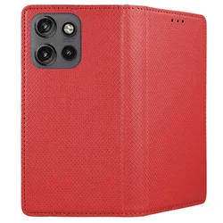 Motorola Edge 50 Neo 5G telefontok - piros mágneses szilikon keretes könyvtok ﻿-1