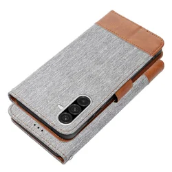 Samsung Galaxy A36 5G telefontok - Jeans - szürke/barna ráhajtófüles könyvtok-1