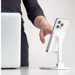 Wozinsky WFDPS-B1 - univerzális összehajtható asztali telefon- és tablettartó állvány, fehér, csúszásgátlóval-3