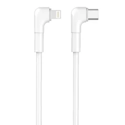 Maxlife MXUC-09 kábel - Type-C (USB-C) / Lightning fehér kábel 1m (90 fokban elfordított csatlakozó végekkel) 27W-1