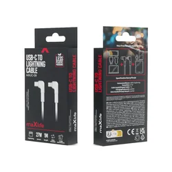 Maxlife MXUC-09 kábel - Type-C (USB-C) / Lightning fehér kábel 1m (90 fokban elfordított csatlakozó végekkel) 27W-4