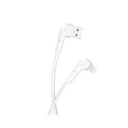 Maxlife MXUC-09 kábel - USB / Lightning fehér kábel 1m (90 fokban elfordított csatlakozó végekkel) 2,4A-1