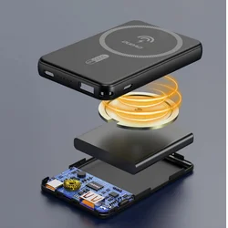 Dudao K14S Powerbank - fehér Wireless MagSafe powerbank 5000mAh, 2A-6