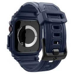 Apple Watch 10 (46 mm) okosóra szíj+tok - Spigen Rugged Armor - kék szilikon szíj+tok ﻿-4
