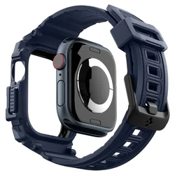 Apple Watch 10 (46 mm) okosóra szíj+tok - Spigen Rugged Armor - kék szilikon szíj+tok ﻿-5