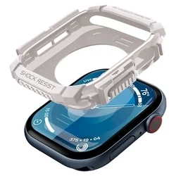 Apple Watch 10 (46 mm) okosóra tok - SPIGEN RUGGED ARMOR bézs szilikon tok-3