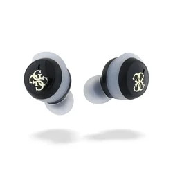 Headsett: Guess 4G Logo Mini TWS - fekete vezeték nélküli stereo bluetooth headset, töltőtokkal-2