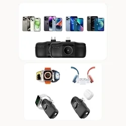 Wozinsky WF16-YCS - fekete powerbank beépített Type-C (USB-C) csatlakozóval, 5000mAh + beépített Type-C (USB-C) kábellel + Apple Watch töltő-3