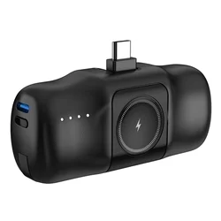 Wozinsky WF16-YCS - fekete powerbank beépített Type-C (USB-C) csatlakozóval, 5000mAh + beépített Type-C (USB-C) kábellel + Apple Watch töltő-2