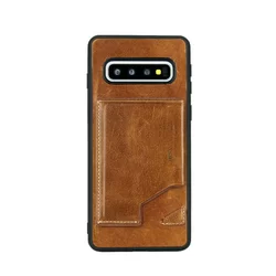 Telefontok Samsung Galaxy S10 - Barna Pierre Cardin Valódi Bőr Hátlaptok  -1