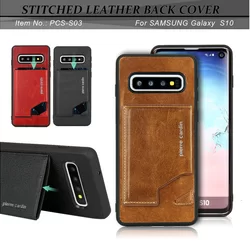 Telefontok Samsung Galaxy S10 - Barna Pierre Cardin Valódi Bőr Hátlaptok  -3