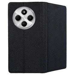 Xiaomi Redmi A4 5G telefontok - fekete mágneses átlátszó szilikon keretes könyvtok-2