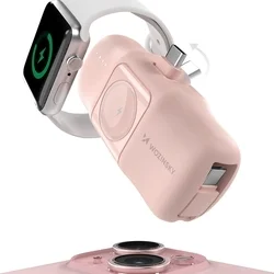 Wozinsky WF16-YCS - pink powerbank beépített Type-C (USB-C) csatlakozóval, 5000mAh + beépített Type-C (USB-C) kábellel + Apple Watch töltő ﻿-5