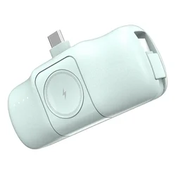 Wozinsky WF16-YCS - menta powerbank beépített Type-C (USB-C) csatlakozóval, 5000mAh + beépített Type-C (USB-C) kábellel + Apple Watch töltő-1