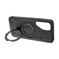 Samsung Galaxy A55 5G telefontok - FROST ARMOR fekete szilikon tok, kitámasztó ujjgyűrűvel-1