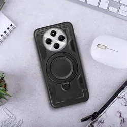 Xiaomi Redmi 14C telefontok - FROST ARMOR fekete szilikon tok, kitámasztó ujjgyűrűvel-2