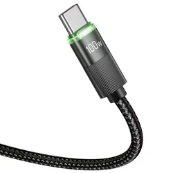 Tech- Protect UB20T - Type-C (USB-C) / Type-C (USB-C) fekete szövet kábel, 180cm, 100W/5A-1