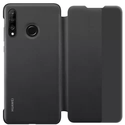 Telefontok Huawei P30 Lite - Eredeti Huawei S-View fekete kinyitható okos tok-2