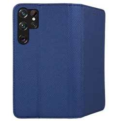 Samsung Galaxy S25 Ultra telefontok - kék mágneses szilikon keretes könyvtok-2