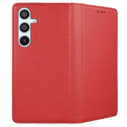 Samsung Galaxy S25+ (S25 Plus) telefontok - piros mágneses szilikon keretes könyvtok ﻿-2