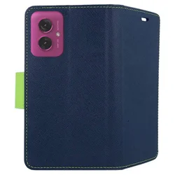Motorola Moto G55 5G telefontok - Fancy kék/zöld mágneses szilikon keretes könyvtok-2