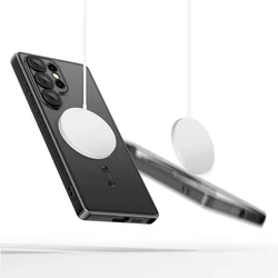 Samsung Galaxy S25 Ultra telefontok - Tech-Protect Magflex - MagSafe kompatibilis átlátszó hátlap tok, fekete szilikon kerettel-1