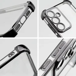 Samsung Galaxy S25 Ultra telefontok - Electro - ütésálló, átlátszó szilikon hátlap tok, fekete kerettel-2