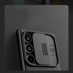 Samsung Galaxy S25 Ultra telefontok - Nillkin csúsztatható kameravédős fekete hátlap tok-2