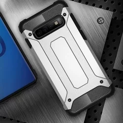 Telefontok Samsung Galaxy S10 - Defender II ezüst ütésálló hátlap tok-2