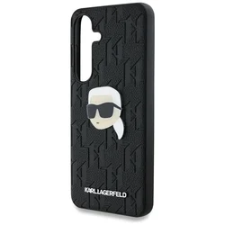 Samsung Galaxy S25 telefontok - Karl Lagerfeld Monogram K. Head Pin - fekete hátlap tok-2