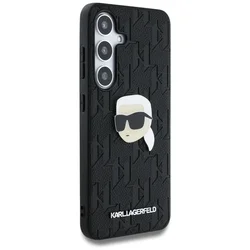 Samsung Galaxy S25 telefontok - Karl Lagerfeld Monogram K. Head Pin - fekete hátlap tok-6