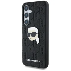 Samsung Galaxy S25+ (S25 Plus) telefontok - Karl Lagerfeld Monogram K. Head Pin - fekete hátlap tok-1
