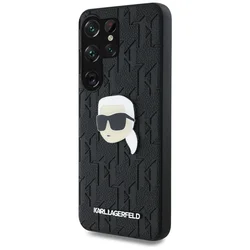 Samsung Galaxy S25 Ultra telefontok - Karl Lagerfeld Monogram K. Head Pin - fekete hátlap tok-3