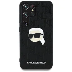 Samsung Galaxy S25 Ultra telefontok - Karl Lagerfeld Monogram K. Head Pin - fekete hátlap tok-1
