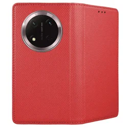 Telefontok Honor Magic7 Lite - piros mágneses szilikon keretes könyvtok-2