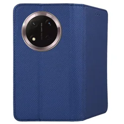 Honor Magic7 Lite telefontok - kék mágneses szilikon keretes könyvtok-2