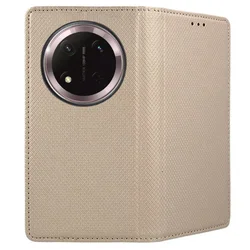 Honor Magic7 Lite telefontok - arany mágneses szilikon keretes könyvtok-2