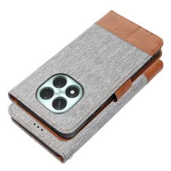 Xiaomi Redmi Note 14 Pro+ 5G telefontok - Jeans - szürke/barna ráhajtófüles könyvtok-1