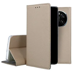 Honor Magic7 Pro telefontok - arany mágneses szilikon keretes könyvtok ﻿-3