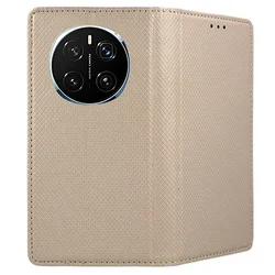 Honor Magic7 Pro telefontok - arany mágneses szilikon keretes könyvtok ﻿-2