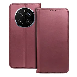 Honor Magic7 Pro telefontok - Smart Magnetic burgundy szilikon keretes mágneses könyvtok-5