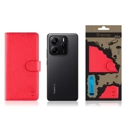 Telefontok Xiaomi Redmi Note 14 5G - Tactical Field piros szilikon keretes könyvtok mágneses ráhajtófüllel-2