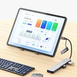 Tech- Protect HB06 HUB - 8in1 porttal, Type-C / 2x USB / SD-TF / jack szürke adapter-6