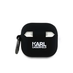 Airpods 4 tartó: Karl Lagerfeld & Choupette 3D - fekete szilikon tok-1