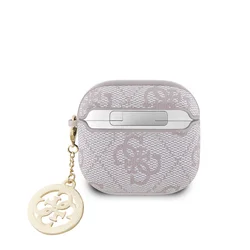 Airpods 4 tartó: Guess Script PC/PU pink Charm tok, medállal-1